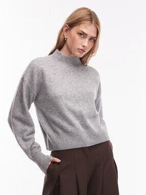 & Other Stories Mock-Neck Sweater in Grey Melange Size S